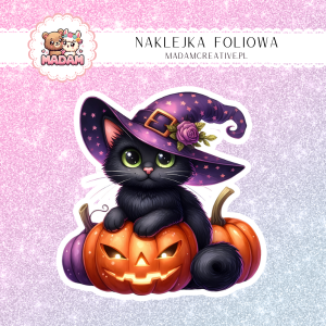 Naklejka foliowa pojedyncza, MaDam Halloween Kot Mroczek