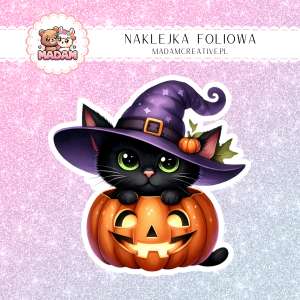 Naklejka foliowa pojedyncza, MaDam Halloween Kot Duchuś