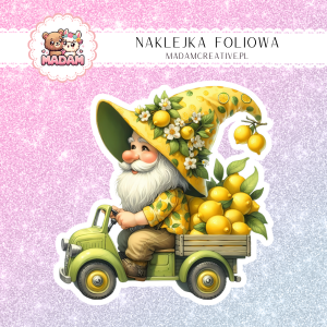 Naklejka foliowa pojedyncza, MaDam Gnom z cytrynami