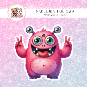 Naklejka foliowa pojedyncza, MaDam Potwór Puchaty Strachulek- Puchaty i gotowy do straszenia!