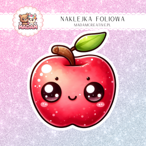 Naklejka foliowa pojedyncza, MaDam Kawaii Jabłko