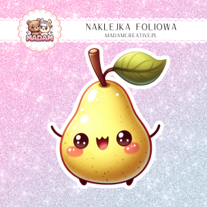 Naklejka foliowa pojedyncza, MaDam Kawaii Gruszka