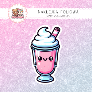 Naklejka foliowa pojedyncza, MaDam Kawaii Shake truskawkowy
