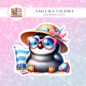 Naklejka foliowa pojedyncza MaDam Pingwin Mela na wakacjach 2