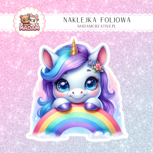 Naklejka foliowa pojedyncza, MaDam Unicorn Jednorożec Mistyczny Księżyc