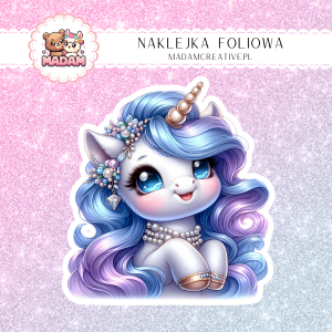 Naklejka foliowa pojedyncza, MaDam Unicorn Jednorożec Lśniący Diament
