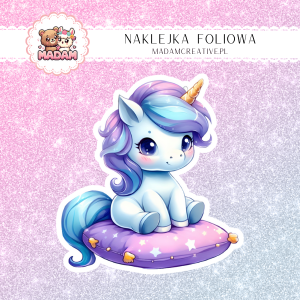 Naklejka foliowa pojedyncza, MaDam  Unicorn Jednorożec Tęczowa Iskra