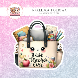 Naklejka foliowa pojedyncza, MaDam Kawai Torba Nauczyciela