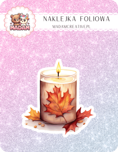 Naklejka foliowa pojedyncza, MaDam Jesień Jesienna świeca
