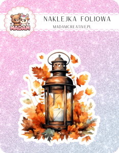 Naklejka foliowa pojedyncza, MaDam Jesień Latarnia z Liściem - Bo nawet latarnie potrzebują odrobiny jesiennego stylu!