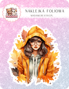 Naklejka foliowa pojedyncza, MaDam Jesień Panna Jesień - Stylowa jak zawsze, gotowa na każde jesienne wietrzenie.
