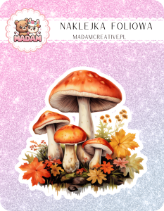 Naklejka foliowa pojedyncza, MaDam Jesień Grzyby-Ps to nie te dla teściowej