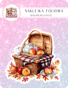 Naklejka foliowa pojedyncza, MaDam Jesień Koszyk na jesienny piknik.