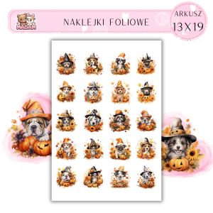 Naklejki Foliowe 13x19, Madam Jesień Halloweenowe Pieski - Dyniowe Figle, na które nawet duchy machają ogonem!