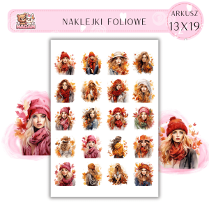 Naklejki Foliowe 13x19, Madam Jesień Jesienne Stylizacje - Liście w Rudym Blasku, moda prosto z lasu, którą doceni nawet jeleń!