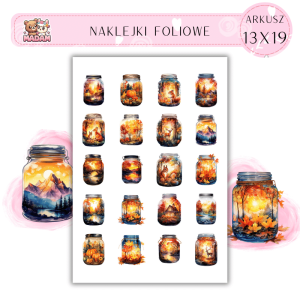 Naklejki Foliowe 13x19, Madam Jesień Jesień zamknięta w słoiku.