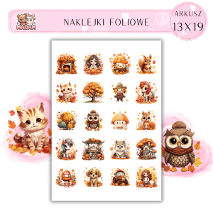 Naklejki Foliowe 13x19, Madam Jesień Jesień Jesienne Kawaii – Słodkość, która przetrwa nawet najchłodniejszy wiatr!