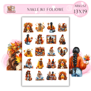 Naklejki Foliowe 13x19, Madam Jesień Jesienna Moda – Kolekcja, którą liście podziwiają w każdym parku!