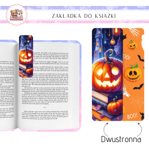 Zakładka do książki tradycyjna dwustronna MaDam Halloween Dynia Stracholubna - Dla tych, co lubią, jak im dynia na stronę spogląda... i trochę straszy!
