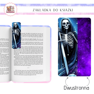 Zakładka do książki tradycyjna dwustronna MaDam Halloween Śmierć z Książką - Zakładka dla tych, co nie boją się śmierci... zwłaszcza gdy czyta razem z nimi!