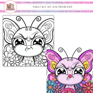 Naklejka Foliowa do kolorowania Wkurzony motyl - oddaj nektar! 13x13, MaDam