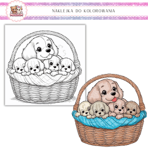 Naklejka Foliowa do kolorowania Psia Rodzina 13x13, MaDam