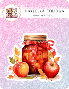 Naklejka foliowa pojedyncza, MaDam Jesień Słoik Czarodziej - Ten słoik zamienia zwykłe jabłka w magiczne smakołyki!