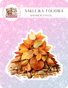 Naklejka foliowa pojedyncza, MaDam Jesień Stos Liści Zagadek - Nigdy nie wiadomo, co się czai w stercie jesiennych liści!