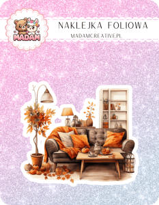 Naklejka foliowa pojedyncza, MaDam Jesień Jesienny Salon - Salon tak przytulny, że nawet liście chcą tu zamieszkać!