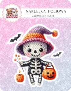 Naklejka foliowa pojedyncza, MaDam Halloween Szkieletorys - "Szkielet, który marzy o karierze artysty!