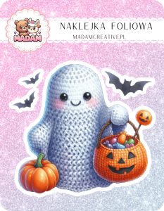 Naklejka foliowa pojedyncza, MaDam Halloween Pluszak Duszek - Najbardziej przytulny duszek na Halloween!