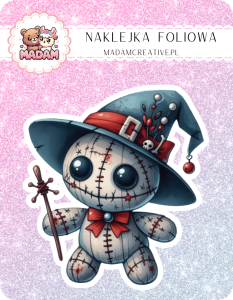Naklejka foliowa pojedyncza, MaDam Halloween Voodoo Wesołek - Pluszak, który ma więcej mocy, niż można się spodziewać!