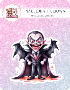 Naklejka foliowa pojedyncza, MaDam Halloween Hrabia Wampirowy - Wampir, który z urokiem zaprasza na halloweenową ucztę!