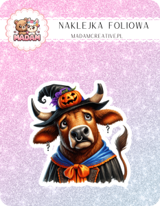 Naklejka foliowa pojedyncza, MaDam Halloween Rogaty Strach na Wróble - Rogaty strach, który pilnuje dyni z piekielnym uśmiechem!