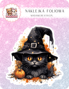 Naklejka foliowa pojedyncza, MaDam Halloween Kotka z Magią - Kotka, która rzuca czary przy każdej okazji!