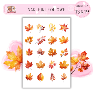Naklejki Foliowe 13x19, Madam Jesień Jesienne Liście – Kiedy każdy krok brzmi jak najlepsza perkusja natury!