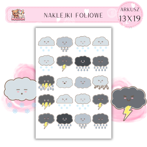 Naklejki Foliowe 13x19, Madam Pogoda: Wiatr w plecy, fryzura na bok!