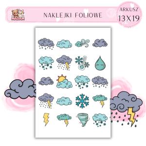 Naklejki Foliowe 13x19, Madam Pogoda: Śnieg – darmowa siłka od natury!