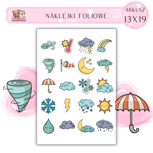 Naklejki Foliowe 13x19, Madam Pogoda: Słońce, Deszcz, Śnieg... Pogoda Ma Swój Plan!