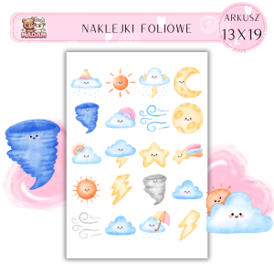 Naklejki Foliowe 13x19, Madam Pogoda: Pogodowy Mix – Bądź Gotowy na Wszystko!