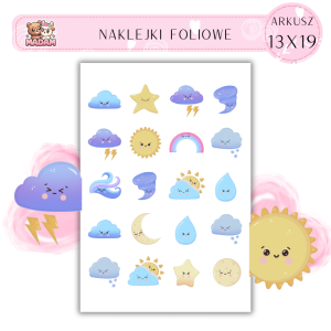 Naklejki Foliowe 13x19, Madam Pogoda: Słoneczny Uśmiech na Pochmurny Dzień!