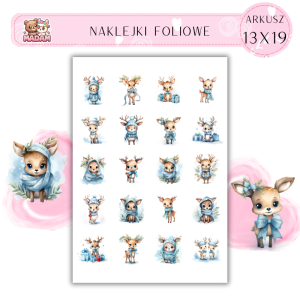Naklejki Foliowe 13x19, Madam święta: Małe reniferki – świąteczna zabawa w zimowym lesie!
