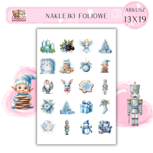 Naklejki Foliowe 13x19, Madam zima: Zimowe wianki, łyżwy i niebieskie śnieżne cuda – zaproś zimę do swojego domu!