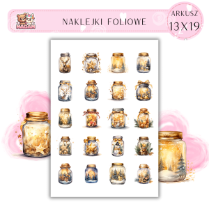 Naklejki Foliowe 13x19, Madam święta: Świąteczne słoiki – magiczne światełka w każdym słoiku!