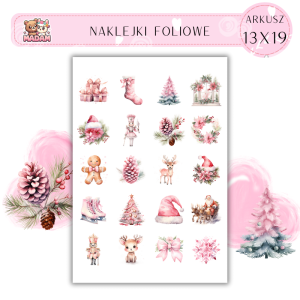 Naklejki Foliowe 13x19, Madam święta: Różowy blask – świąteczne ozdoby pełne delikatności!
