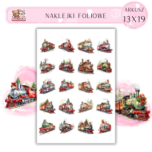 Naklejki Foliowe 13x19, Madam święta: Świąteczne pociągi – Mikołaj na ekspresie do świąt!