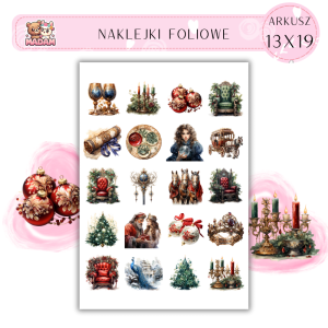 Naklejki Foliowe 13x19, Madam święta: Świąteczne stroiki, bombki i ozdoby – zimowa magia w każdym szczególe!