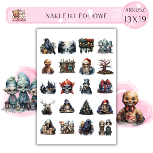 Naklejki Foliowe 13x19, Madam święta: Święta z duchami – gotycki Mikołaj i zimowe tajemnice!