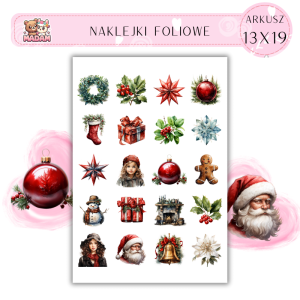 Naklejki Foliowe 13x19, Madam święta: Czerwone gwiazdy, wianuszki i świąteczne cuda – klasyka w nowym wydaniu!