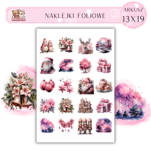 Naklejki Foliowe 13x19, Madam święta: Święty Mikołaj, renifery i śnieżne krajobrazy – bajkowe święta pełne magii!